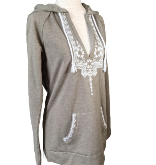 Roxy Embroidered V Neck Hoodie Sz M - Picture 5 of 10